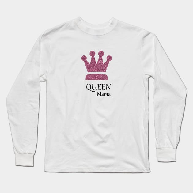 Queen Mama Sparkles in Purple Glitter Crown Long Sleeve T-Shirt by Star58